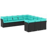 vidaXL 11-dijelni vrtni set s jastucima crni poliratan - Crna i plava Bez stola 1 | shoptok.hr