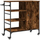  The Living Store Kuhinjski voziček dimljeni hrast 87,5x38,5x84,5 cm inž. les - Kuhinjski Voziček, (21498943) | Shoptok.si