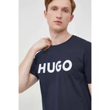 Hugo Bombažna kratka majica mornarsko modra barva