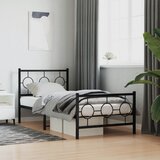 Maison Chic Kovinski Posteljni okvir - Enojna postelja - Postelja za odrasle z vzglavjem in vznožjem črn 90x190 cm, (21695526) | Shoptok.si