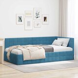  Kutni okvir kreveta s uzglavljem Plava 90 cm x 200 cm Baršun | shoptok.hr