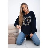 Kesi Włoski Printed sweatshirt buttery fabric navy blue | shoptok.hr