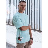 DStreet T-shirt męski z nadrukiem turkusowy | Shoptok.si