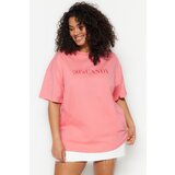 Trendyol Curve Plus Size T-Shirt - Pink - Oversize Cijene