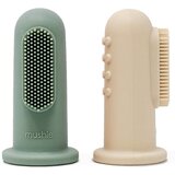 Mushie Finger Toothbrush dječja četkica za zube na prst Shifting Sand/Cambridge Blue 2 kom Cijene