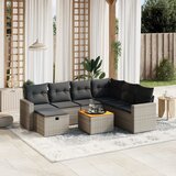 Maison Chic Seti vrtnega pohištva - Vrtna garnitura - Vrtni pohištvo set 8-delna z blazinami siv poli ratan, (21799356) | Shoptok.si
