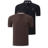 Dewberry DUO SET T8561 MEN'S TSHIRT-COFFEE-BLACK Cene