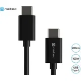 prati kabel usb-c, 100W, 200cm, power delivery 3.0, univerzalna kompatibilnost, tpe, velcro, črn, (21504334)