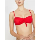 Koton Women's Red Bow Detailed Bikini Top