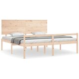 vidaXL Posteljni okvir z vzglavjem 200x200 cm trden les | Shoptok.si