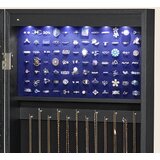 Viseći Ormarić za Nakit s Ogledalom - Crni | shoptok.hr