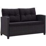 Poli Vrtni dvosjed s jastucima crni 124 cm od poliratana | shoptok.hr