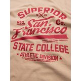 Ombre Men's long sleeve collegiate print t-shirt - sand | Shoptok.si