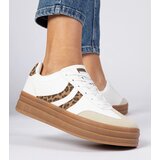 Gemre White women's sneakers with leopard print detail Melly | Shoptok.si