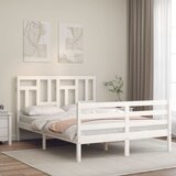 vidaXL Okvir kreveta s uzglavljem bijeli 140 x 190 cm od masivnog drva Cijene