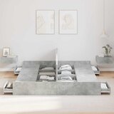 Krevet s ladicama Betonski sivi 200 x 200 cm Konstruirano drvo | shoptok.hr