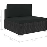 vidaXL Modularna srednja fotelja s jastucima 1 kom od poliratana crna | shoptok.hr