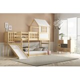 Molarem Home Drveni dječji povišeni krevet Antresola s toboganom - 200x90cm - svijetlo drvo | shoptok.hr