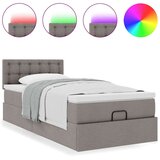 vidaXL Otomanski posteljni okvir z vzmetnico taupe 90x190 cm blago, (21608196) | Shoptok.si
