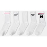 Sinsay Set bijelih čarapa s natpisima i prugama 5 pack | shoptok.hr