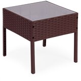Multi Garden vrtni set namještaja – 2 fotelje i stol sa kaljenim staklom, smeđi | shoptok.hr