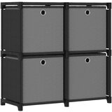 vidaXL regal s 4 škatlami črn 69x30x72,5 cm blago Cene