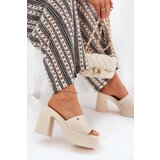 Boto Women's Eco Leather Heeled Platform Sandals Light Beige Tamirella | Shoptok.si