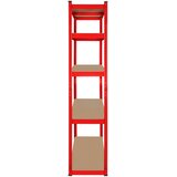 Rebel Metalna montazna polica 180x90x40 cm 5x150kg crvena boja RB-1251R Slike
