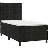 Box spring postelja z vzmetnico črna 100x200 cm žamet, (20791148) | Shoptok.si