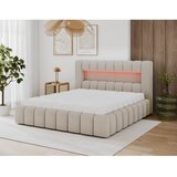 ELTAP Bež oblazinjena zakonska postelja s prostorom za shranjevanje z letvenim dnom 180x200 cm Lamica – | Shoptok.si