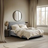 MID.YOU OBLAZINJENA POSTELJA 140 cm x 200 cm , les, tekstil, leseni material svetlo siva | Shoptok.si