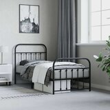 Metalni okvir kreveta uzglavlje i podnožje crni 90 x 200 cm | shoptok.hr