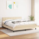 vidaXL Box spring postelja z vzmetnico krem 180x200 cm blago Cene