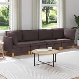  Set namještaja za dnevni boravak 4 pcs Tamno smeđa Tkanina | shoptok.hr