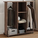 The Living Store Garderobna omara rjavi hrast s koleščki 102x38x110 cm inž. les - Garderobna Omara, (21428047) Cene