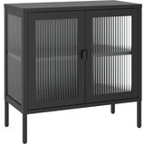 Maison Chic Komoda - Predalnik črna 70x35x70 cm steklo in jeklo, (21718371) Cene