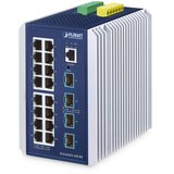  PLANET IP30 Industrial L3 16-Port Managed Gigabit Ethernet (10 /100 /1000) Aluminium, Blue Cijene