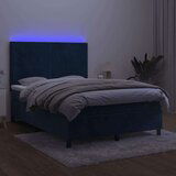  Box spring s madracem LED tamnoplavi 140x200 cm baršun | shoptok.hr