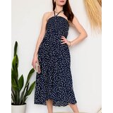 Resti Navy blue ladies midi dress with polka dots - Clothing | Shoptok.si