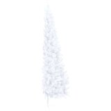 vidaXL Polovična novoletna jelka s stojalom bela 240 cm PVC | Shoptok.si