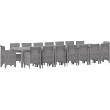 vidaXL Vrtni set za objed 17 pcs Svijetlo siva, krem bijela Polt ratan | shoptok.hr