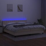  Krevet box spring s madracem LED krem 200x200 cm od tkanine | shoptok.hr