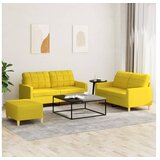 vidaXL 3-dijelni set sofa s jastucima svjetložuti od tkanine | shoptok.hr