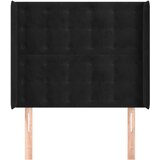  Uzglavlje s ušima crno 83x16x118/128 cm baršunasto | shoptok.hr