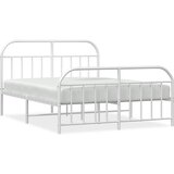 The Living Store Kovinski posteljni okvir z vzglavjem in vznožjem bel 140x200 cm - Posteljni Okvir, (21523444) | Shoptok.si