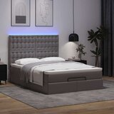 vidaXL Otomanski posteljni okvir z vzmetnico siv 140x200 cm um. usnje | Shoptok.si