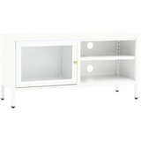 TV ormarić bijeli 90 x 30 x 44 cm od čelika i stakla | Eponuda.com