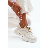 EVENTO Women's Leather Sneakers with Chunky White-Gold Sole Dzumati | ePonuda.com