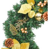  Božićni vijenac s LED svjetlima zeleni 60 cm PVC - Zelena i zlatna 1 1 | shoptok.hr