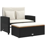 Maison Chic Vrtni kavč - Zunanji kavč z blazinami 2-sedežni črn poli ratan in akacijev les, (22043565) | Shoptok.si
